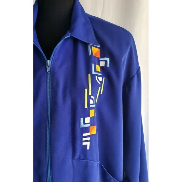 Vintage Brenda Goode Womens Artsy Windbreaker Coat Long Sleeve Jacket Pockets 2X - Picture 2 of 6